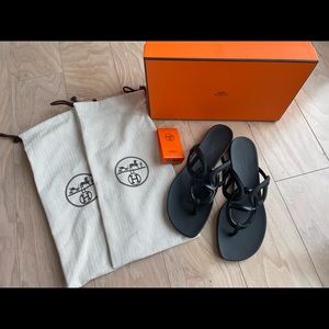 Hermes Egerie Vert Embrum Sandals Size 38 Original Packaging
